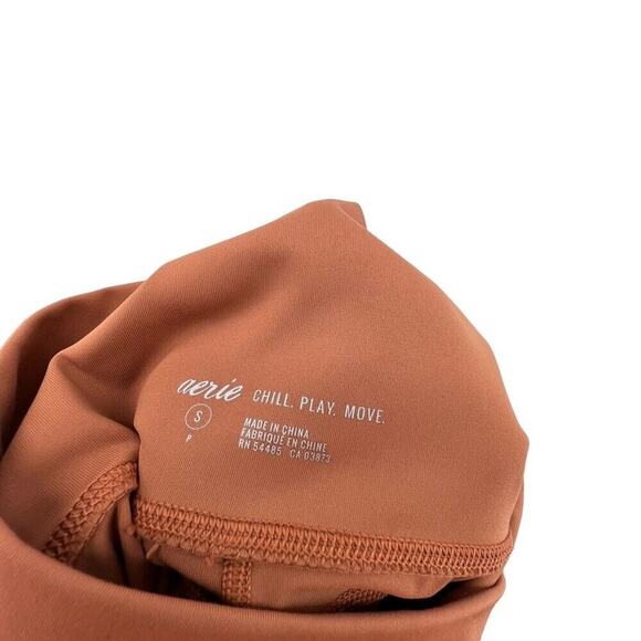 Aerie Size Small Leggings Pockets Floral Cut Outs Orange Pink High Rise - Picture 5 of 5